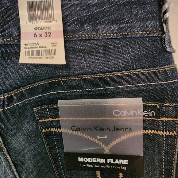 Calvin Klein Modern Flare Womens blue denim Jeans,‎ size 6 flare leg - Picture 2 of 7